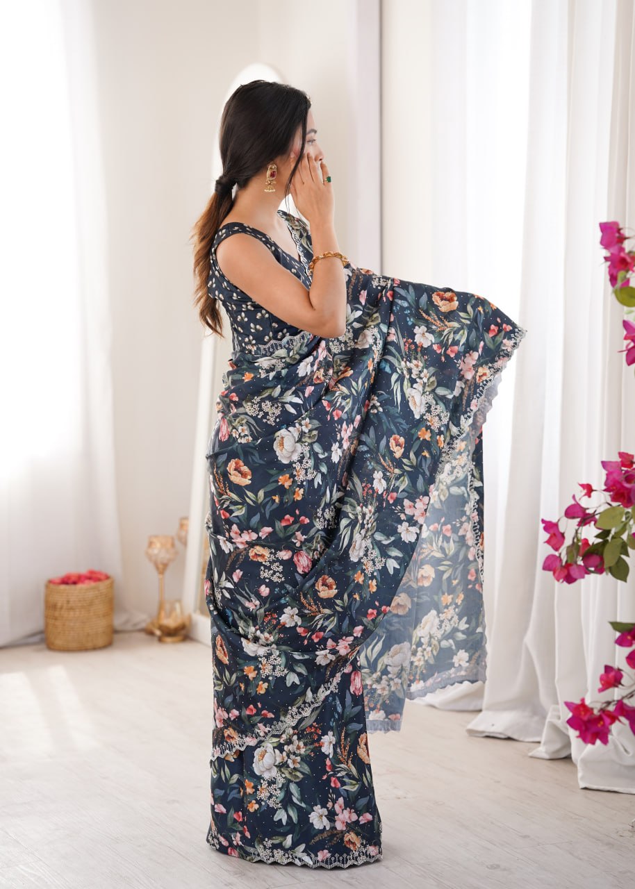 👗 XORIVAA PREMIUM HEAVY CHINNON SAREE ✨ 💞 WITH UNSTITCHED BLOUSE 💞