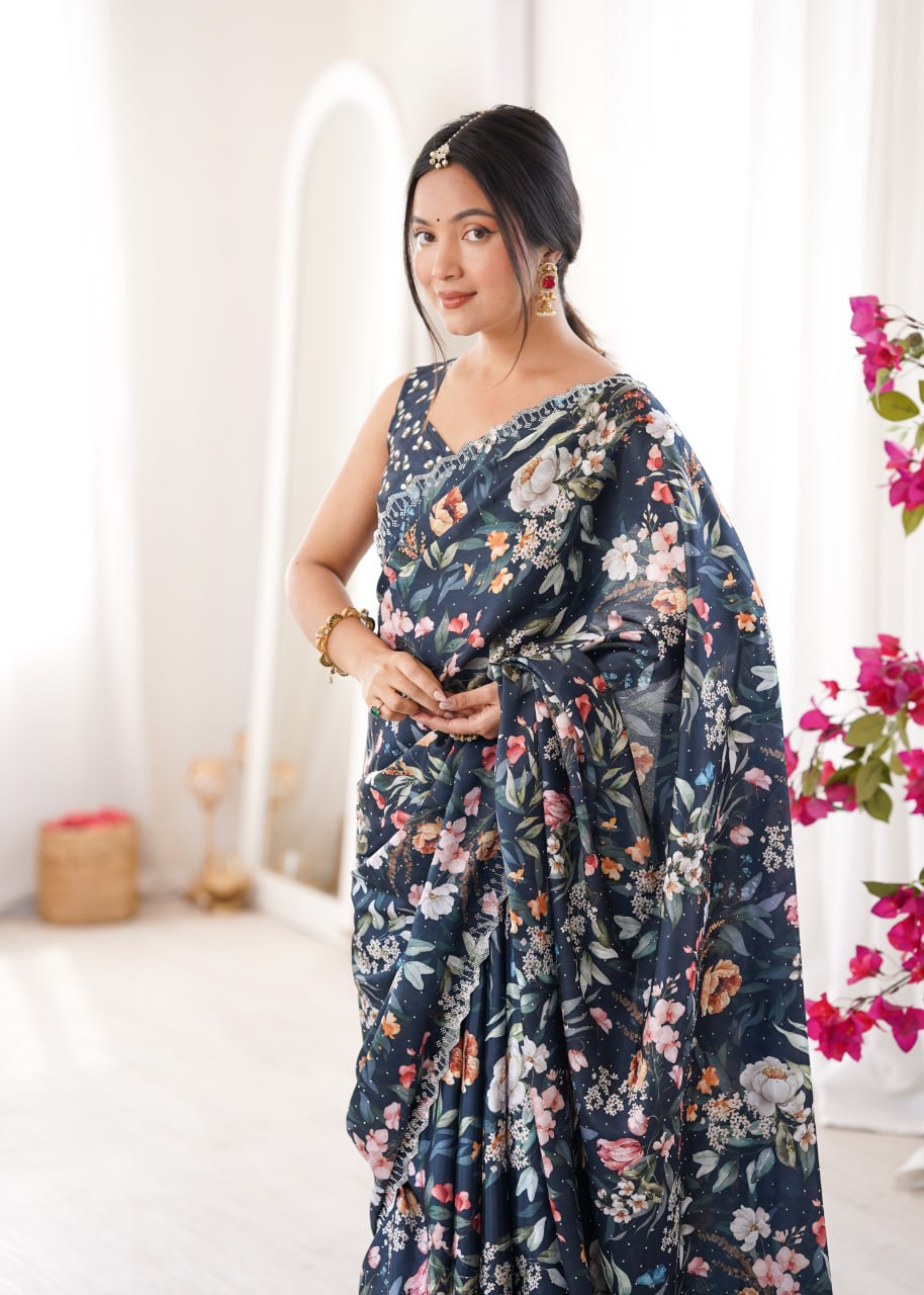 👗 XORIVAA PREMIUM HEAVY CHINNON SAREE ✨ 💞 WITH UNSTITCHED BLOUSE 💞